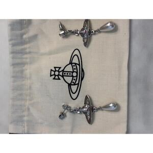 Vivienne Westwood Silver Orb Drop Pearl Earrings